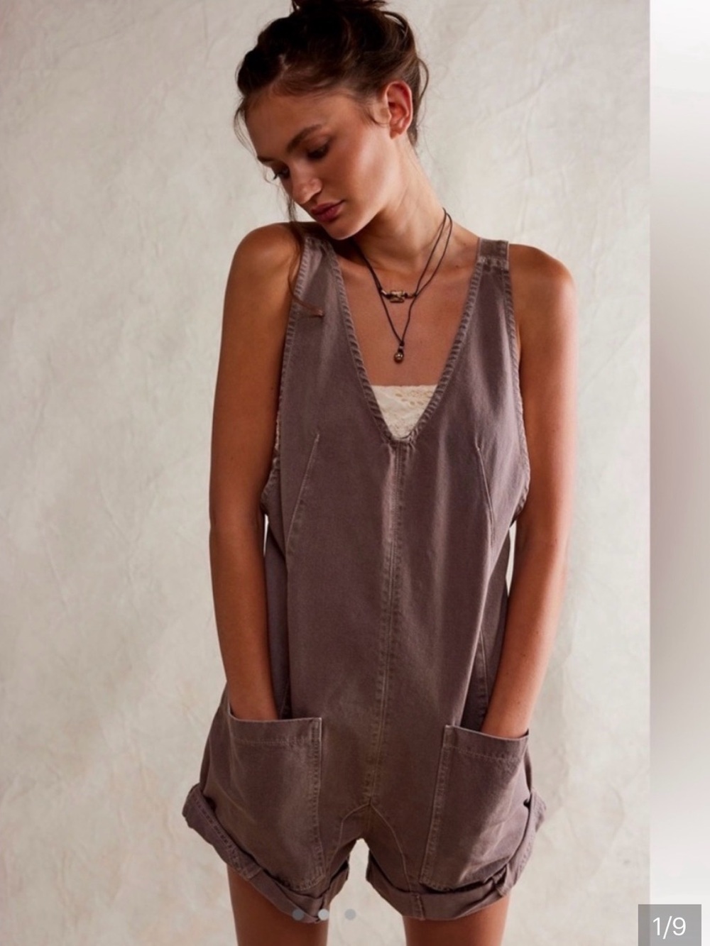 Free People Brown High Roller Overalls (worn once)